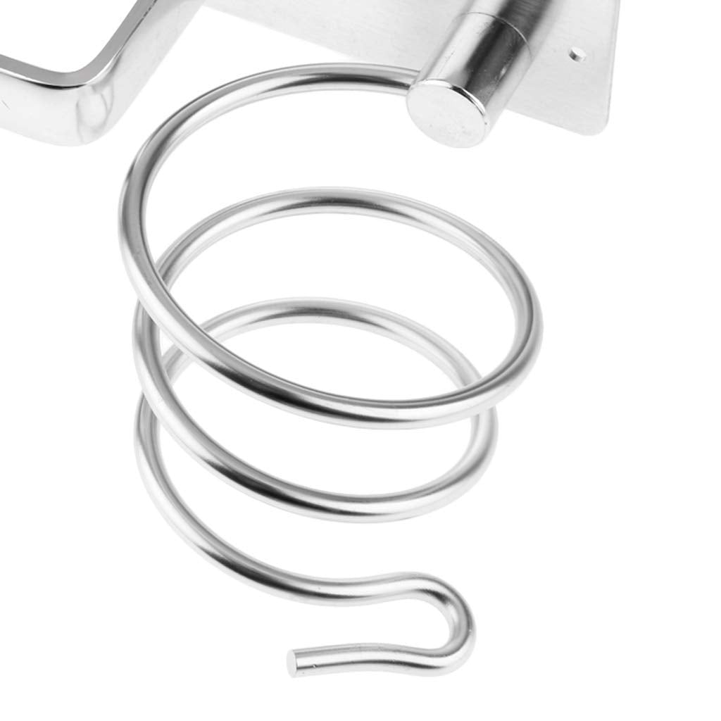 HASTHIP Hair Dryer Holder for Wall Mounting with Dual Hole Rack | Space Aluminum 19.5x15 cm