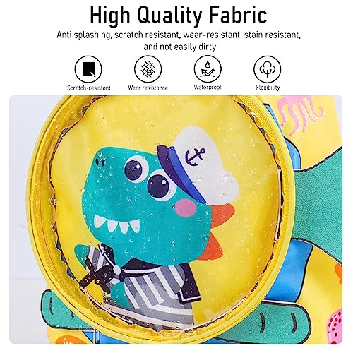 PALAY® Swimming Bag for Kids Cute Cartoon Shark Print Waterproof Drawstring Backpack Dry Wet Separation Storage Travel Sports Portable Beach Yellow 3 PCS