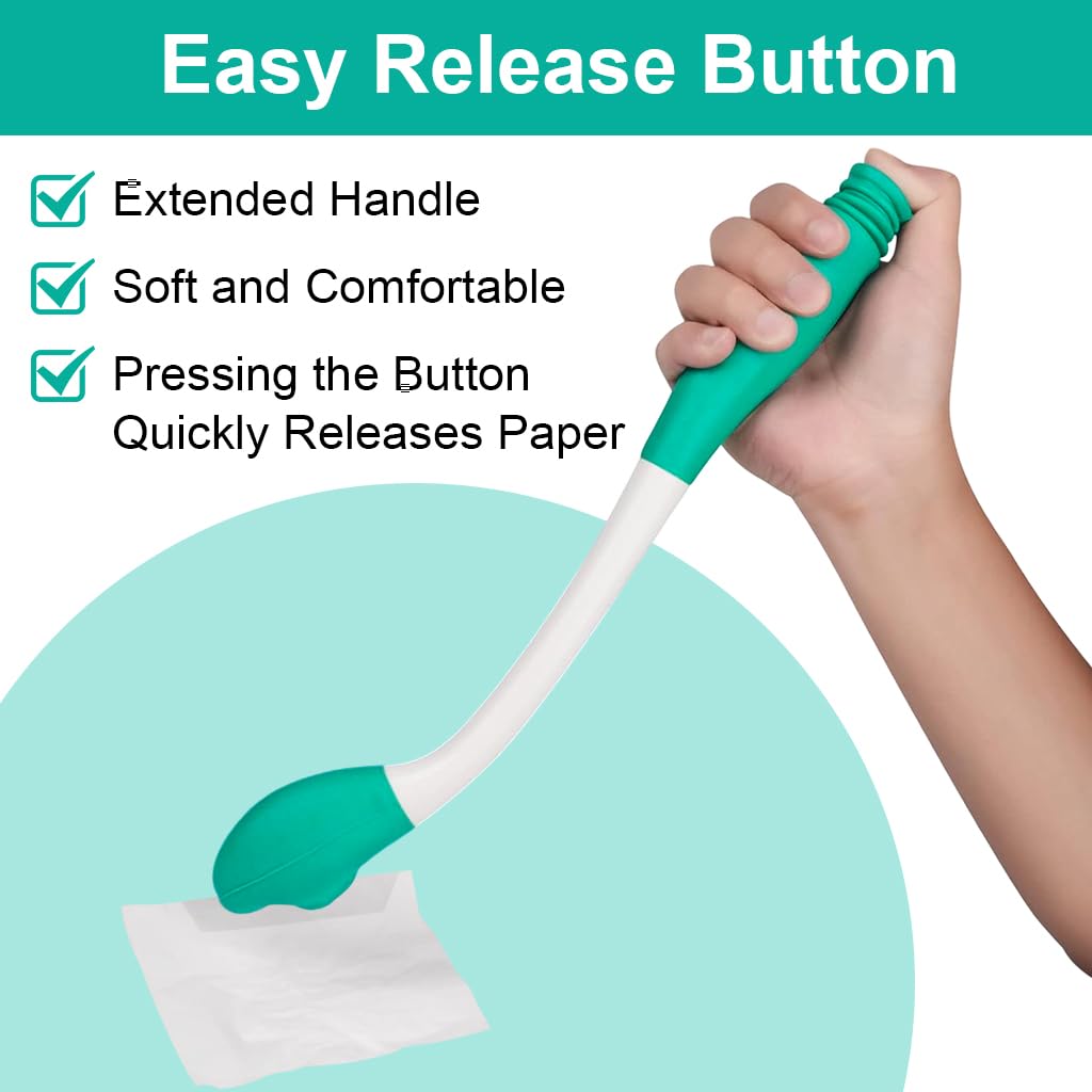 HANNEA Toilet Aid Bottom Wiper for Elders with 38 cm Handle featuring One Button Release | ABS and TPR Construction
