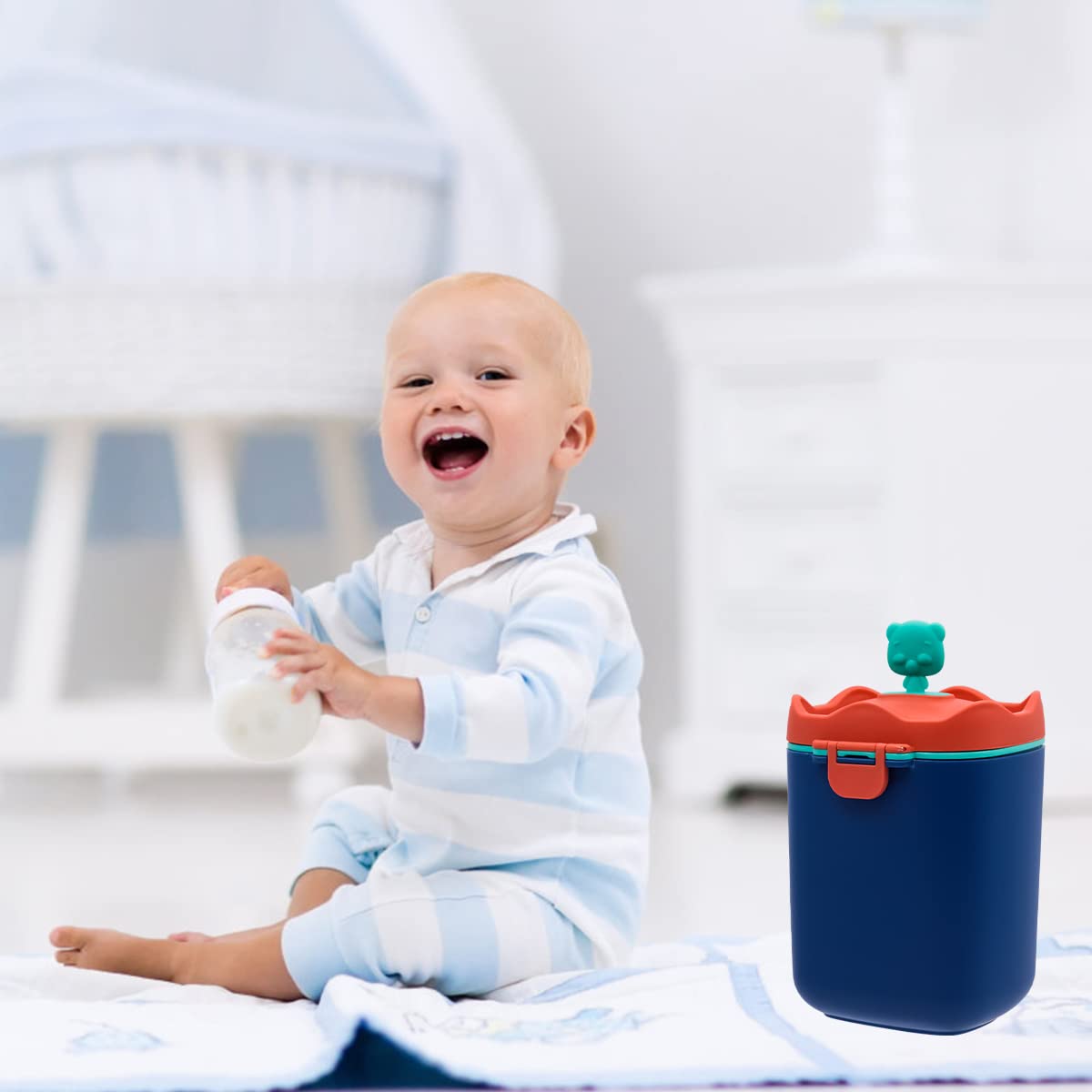 SNOWIE Baby Formula Dispenser for Travel with 430g Capacity featuring Double Lid Seal | BPA Free PP Container for Milk Powder and Snacks