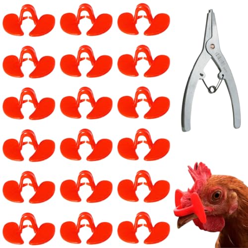 Qpets® Chicken Goggles (100pcs) with Pincer Tool - Anti Pecking Poultry Pick Guards for Hens & Ducks  Harmless Feather Pecking Prevention Glasses  Bird Eye Protection for Poultry Farm