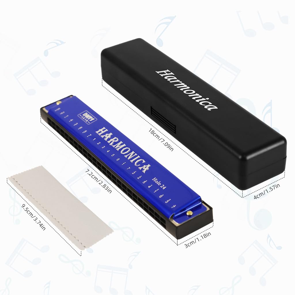 HASTHIP® Harmonica, Blues Harmonica Key of C, Blues Folk Mouth Organ Harmonica 24 Holes 48 Tones Standard Harmonica For Adults, Professionals, Beginners and Students