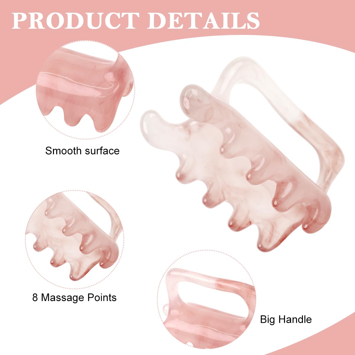 HANNEA Gua Sha Back Massager with Ergonomic Handle and Dual Row Trigger Points | Resin Body Massage Tool for Muscle Relief