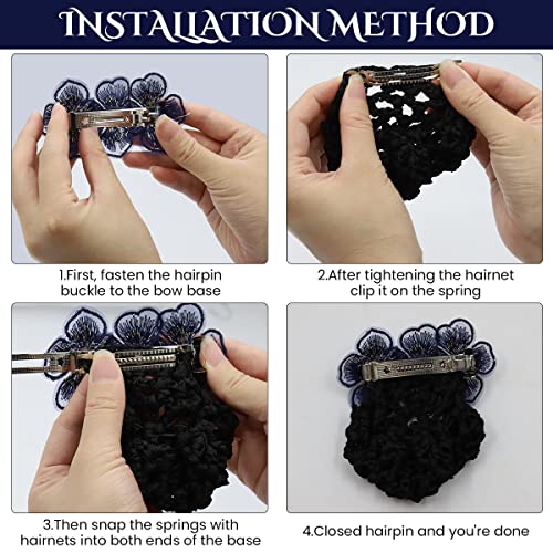 MAYCREATE® Hair Snood Net, Flower Hair Bun Accessories for Women, Clip Hair Net for Women for Bun, Mesh Bun Maker for Hair, Knit Hair Bun Cover Snood Hairnet for Daily, Work, Dancer, Nurse 3 PCS