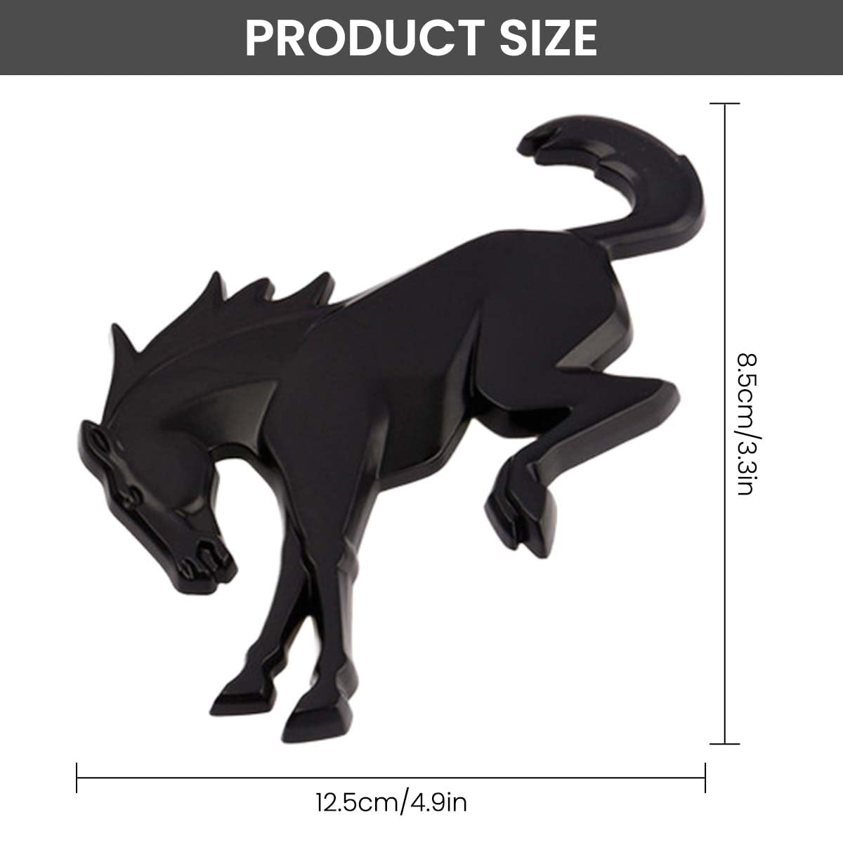 ZIBUYU 3D Black Horse Emblem Car Sticker for Doors and SUVs with Waterproof ABS | Easy Peel‑and‑Stick Universal Auto Decoration