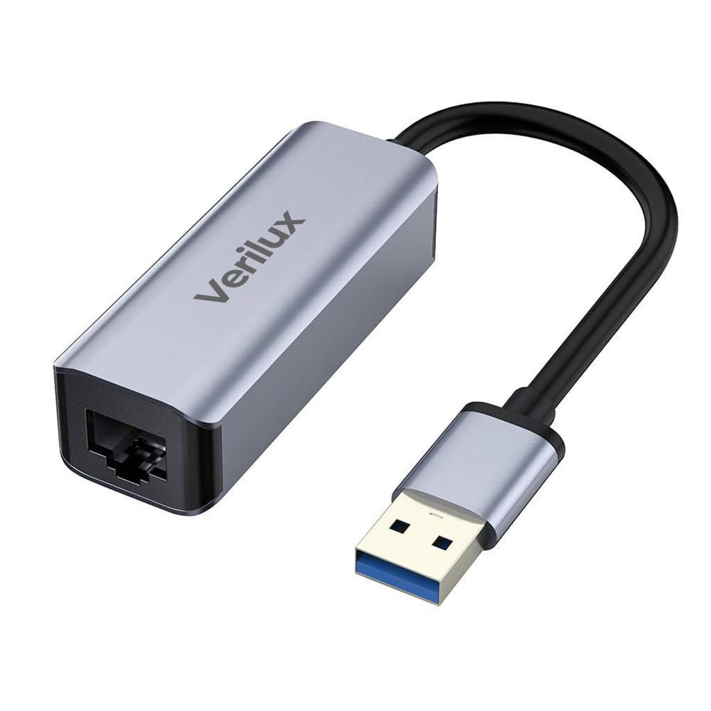 Verilux® USB to Ethernet Adapter, USB 3.0 to RJ45 Gigabit Ethernet Adapter, USB A to RJ45 LAN Network Adapter Compatible for Laptops, Desktop Computers, Gaming Consoles, Smart TVs