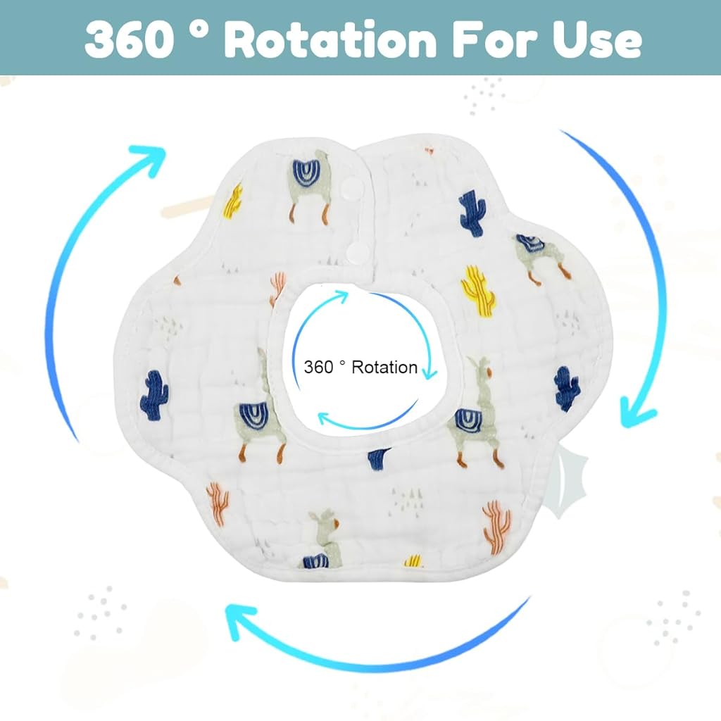 SNOWIE SOFT® 5Pcs Baby Bibs Cute Cartoon Bibs Back Button-up Soft