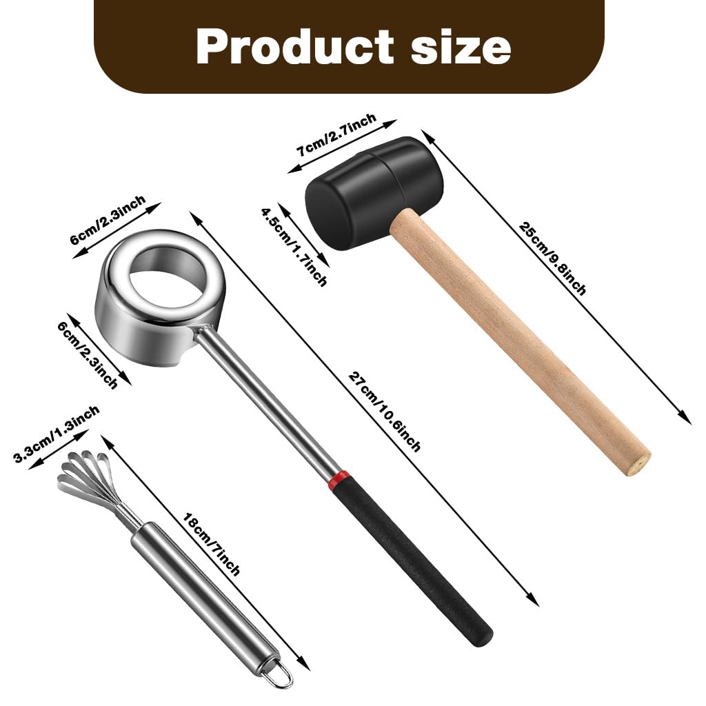 HASTHIP Coconut Opening Tool Set for Home and Outdoor Use with Looped Claw Scraper & Hammer