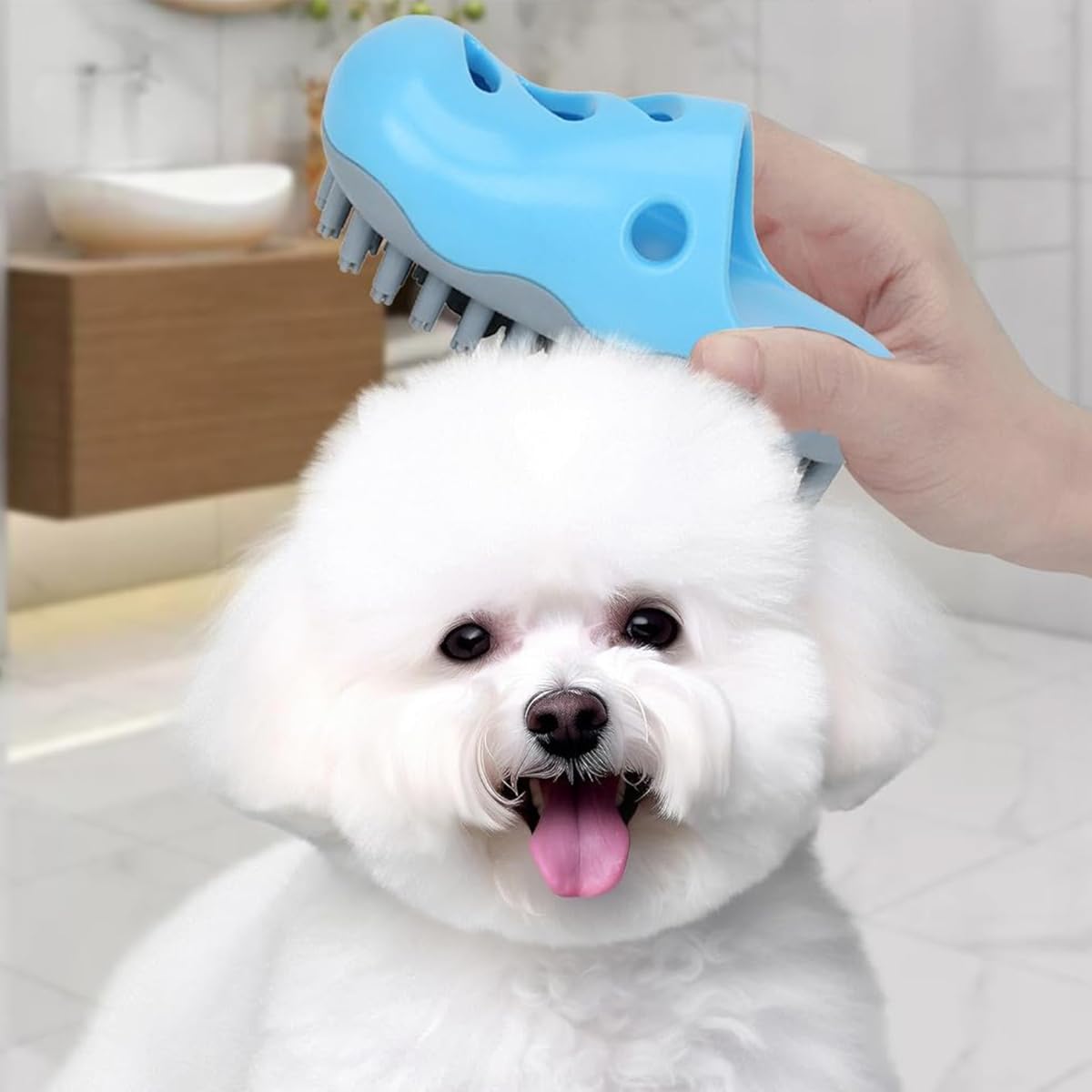 Qpets® Pet Bathing Brush Dog Bathing Brush Dog Massage Brush Pet Hair Brush Creative Slipper Dog Toy Dog Grooming Brush