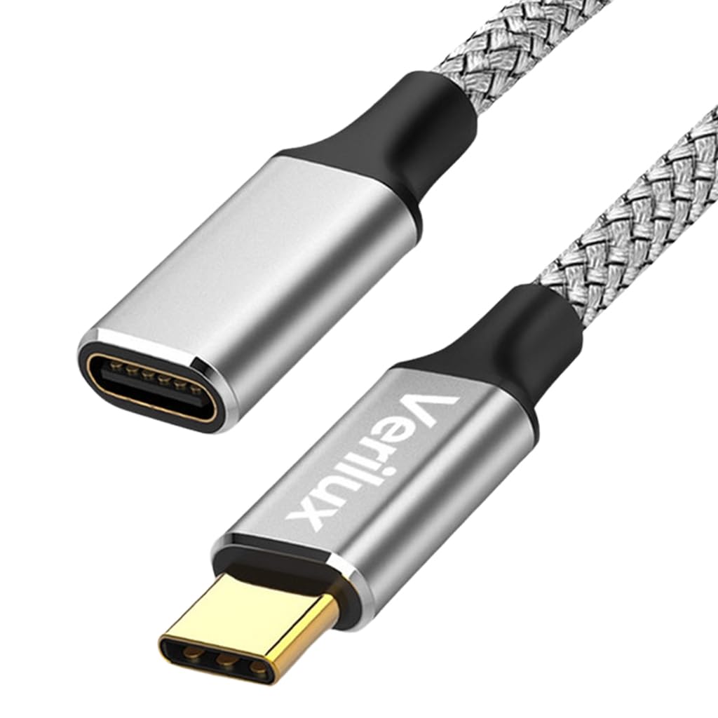 Verilux® TYPE C Cable, 6.6ft Nylon Braided USB C 3.1 Cord, TYPE C Male to Female, Support Charging, Data Sync, Universal USB C Extender Cable for Laptop, Tablet, Phone