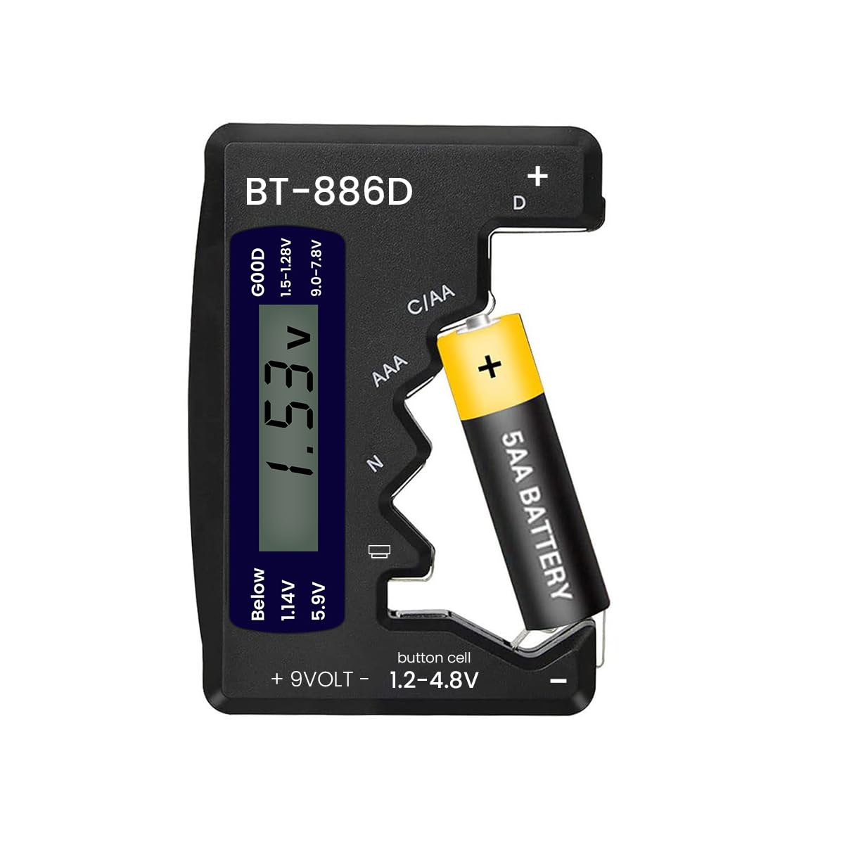 Serplex® Universal Battery Tester Checker, LCD Digital Battery Capacity Tester for C Battery AA Battery  AAA Battery D Battery N Battery 9V Battery /1.5V Button Cell