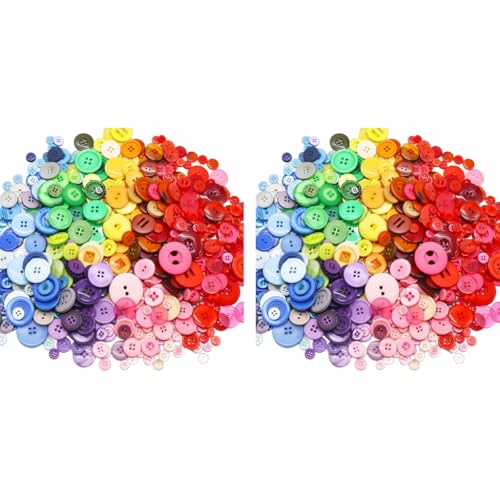 HASTHIP® 300PCS Buttons for Clothes Replacement Resin for Crafts Sewing Mixed Color Sizes Shirt Button DIY Crafting Painting Handmade Ornament Kids Activity