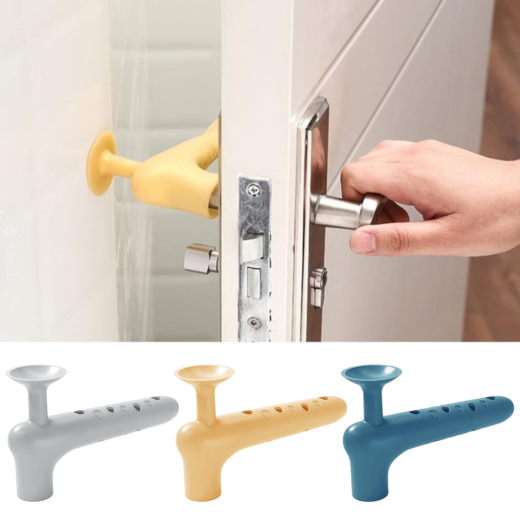SNOWIE Soft Door Stopper for Home with Suction Cup Design 3Pcs Silicone Kids Protector