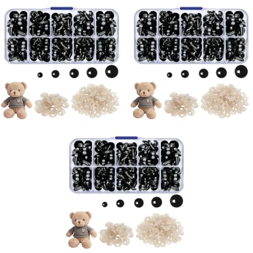 ZIBUYU® 426PCS Safety Eyes with Washers for Doll Colorful Plastic Stuffed Crochet for DIY Making Crafts Animals Black