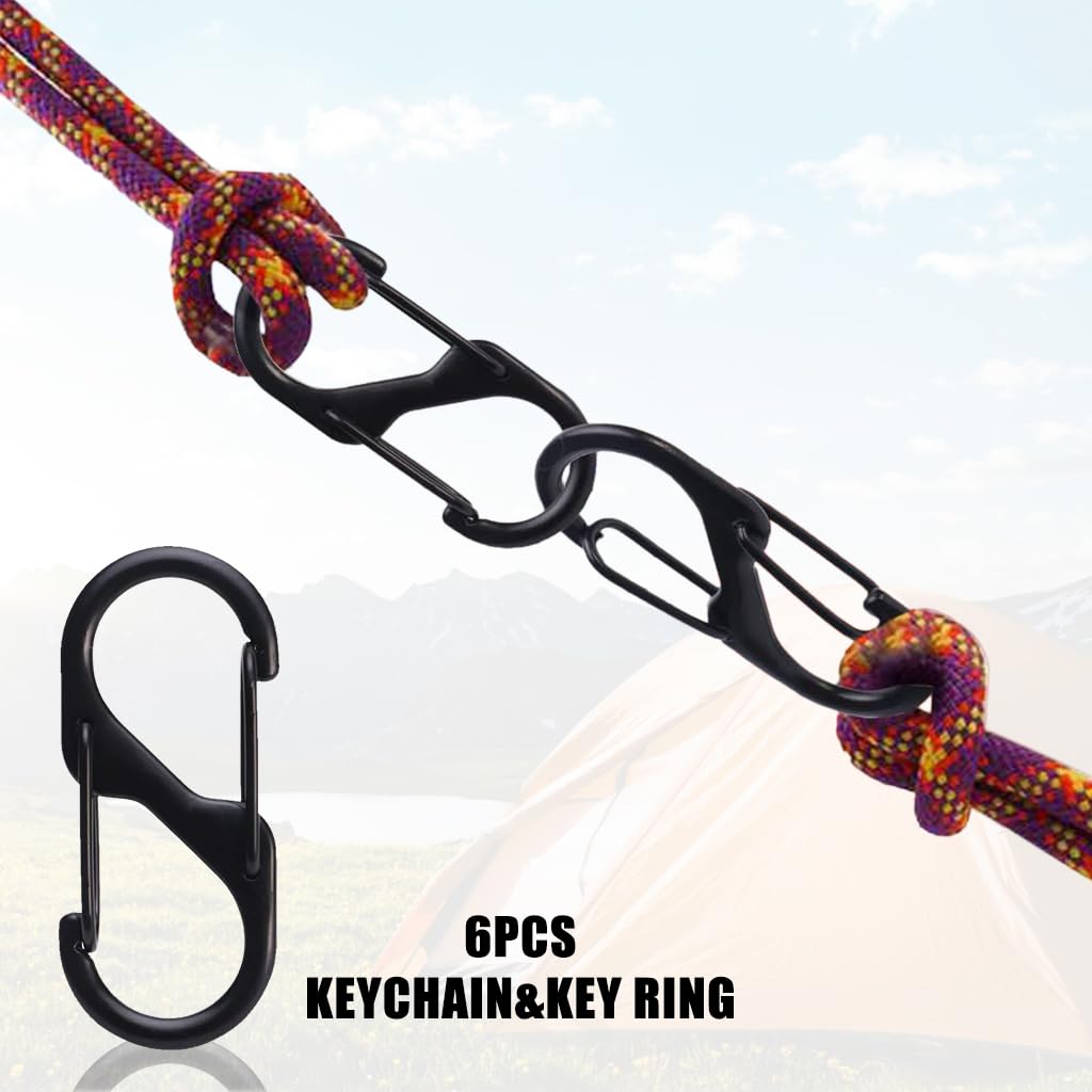 Proberos Carabiners for Backpack and Camping with Dual Hook Quick Release Design 15PCS Black