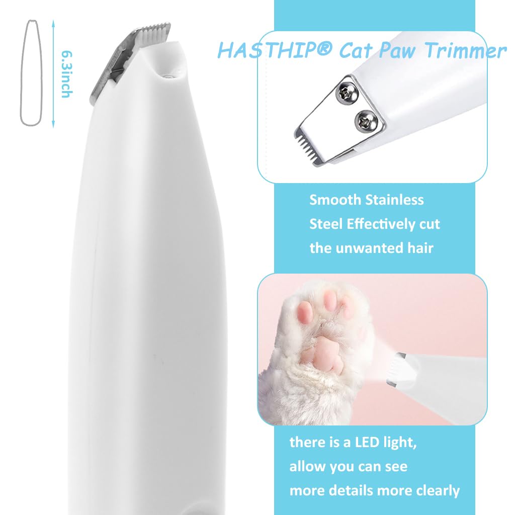 HASTHIP Cat Dog Trimmer for Paw with LED Light and 16.5cm Pen Design | USB Rechargeable