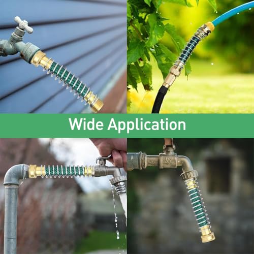 HASTHIP Garden Hose Splitter with Individual Shut-off Valves 2 Way Hose Splitter Garden Faucet Splitter Universal 3/4'' Brass Garden Hose Splitter with 4 Gaskets & 1 Roll Tape