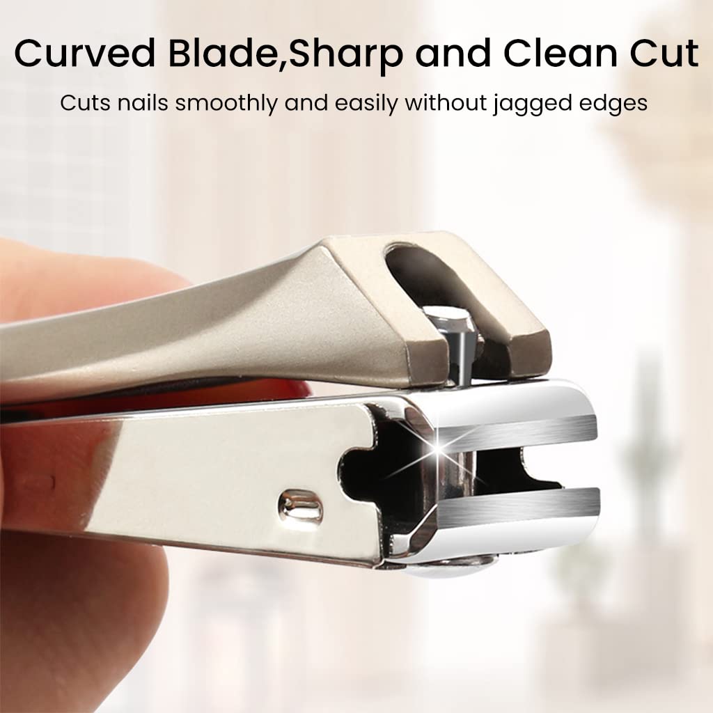 HASTHIP Men Nail Cutter for Thick and Ingrown Nails with Curved Blade & Catcher | Stainless Steel Clippers