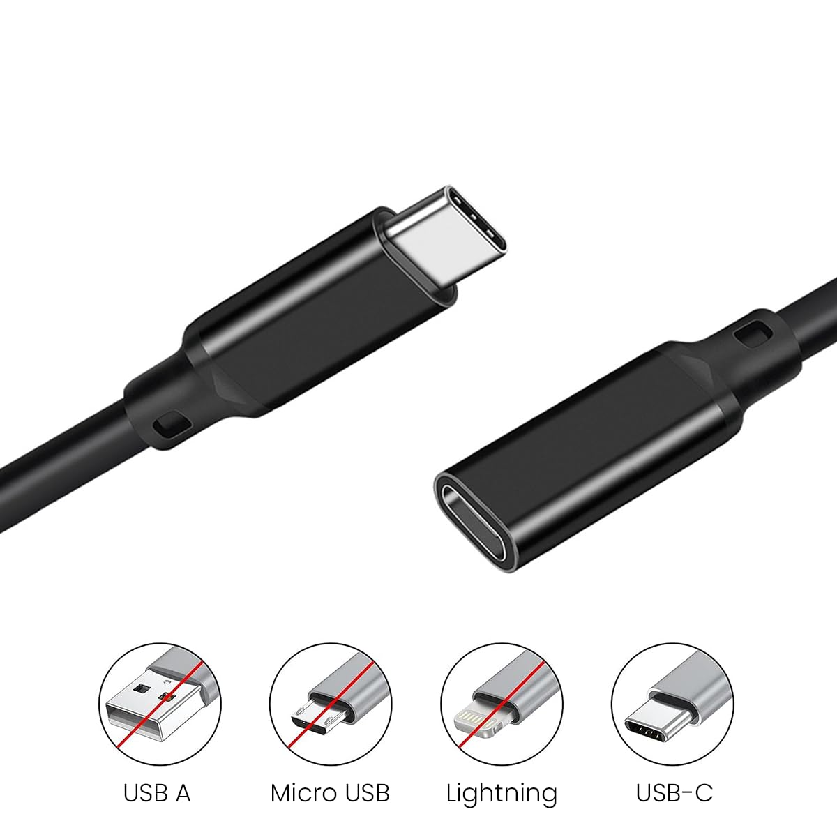 Verilux Type C Extension Cable (Gen 2/10Gbps), USB 3.2 Type C Male to Female Extension Cable 4K Video 6.6ft/2M, 100W Fast Charging Male to Female for MacBook Pro/Air, iPad Pro Dell XPS Surface Book