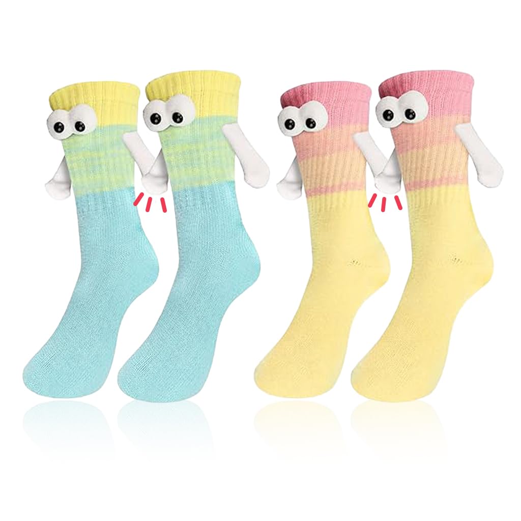 Venzina Holding Hands Socks for Couples featuring Magnetic Suction and 2 Pairs Cotton Gifts