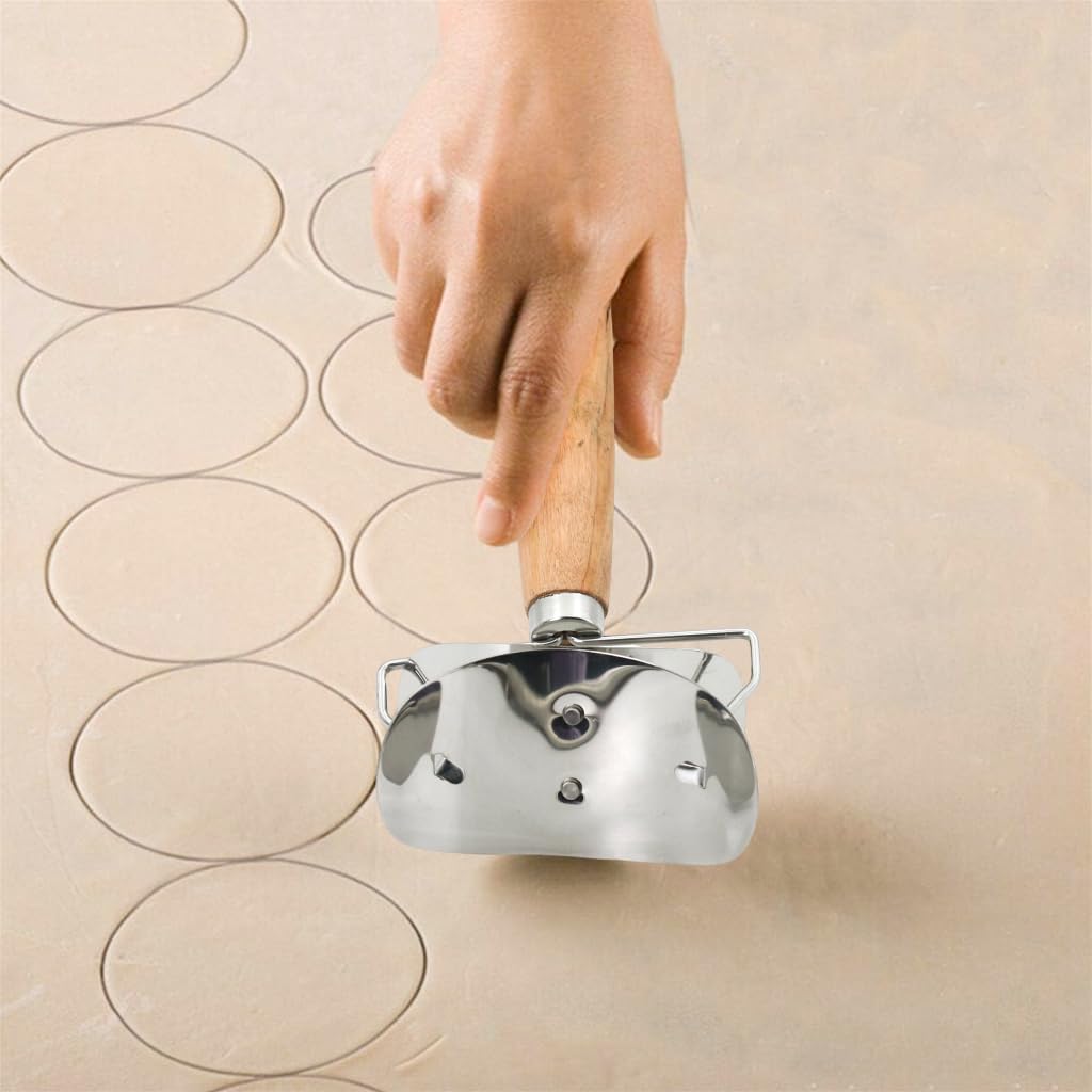 HASTHIP Stainless Steel Dumpling Maker for Wrappers and Pastries featuring Dough Cutter Roller | Easy to Clean Kitchen Tool