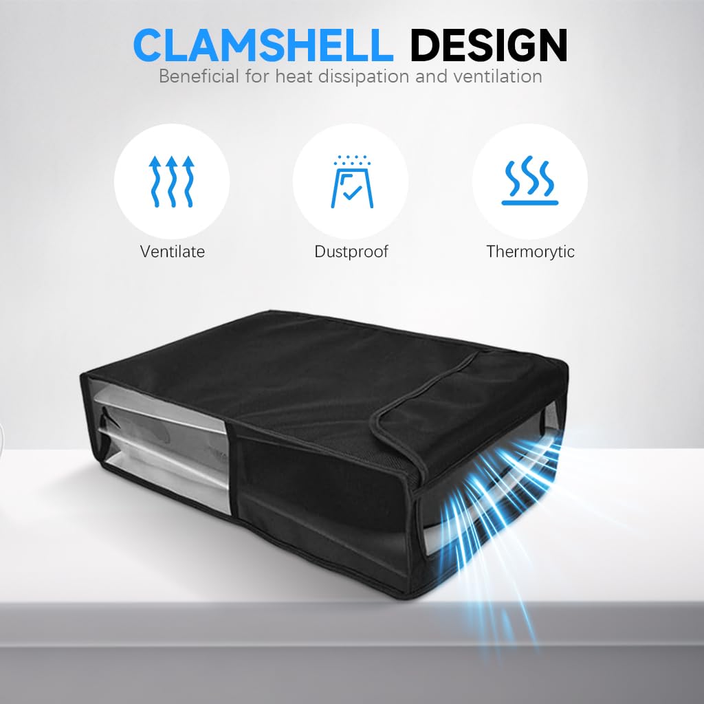 ZORBES Nylon Dust Cover for PS5 Console with Air Vent Flap and Pre Cut Port Access | Black Protective Case