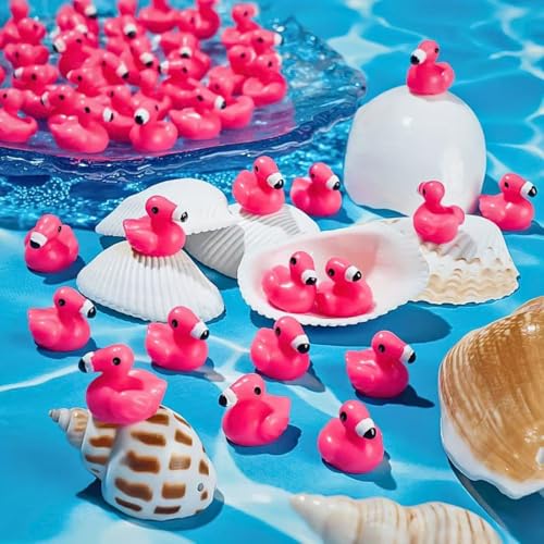 HASTHIP® 20PCS Mini Resin Animals Cute Rose Pink Tiny Flamingo Ducks