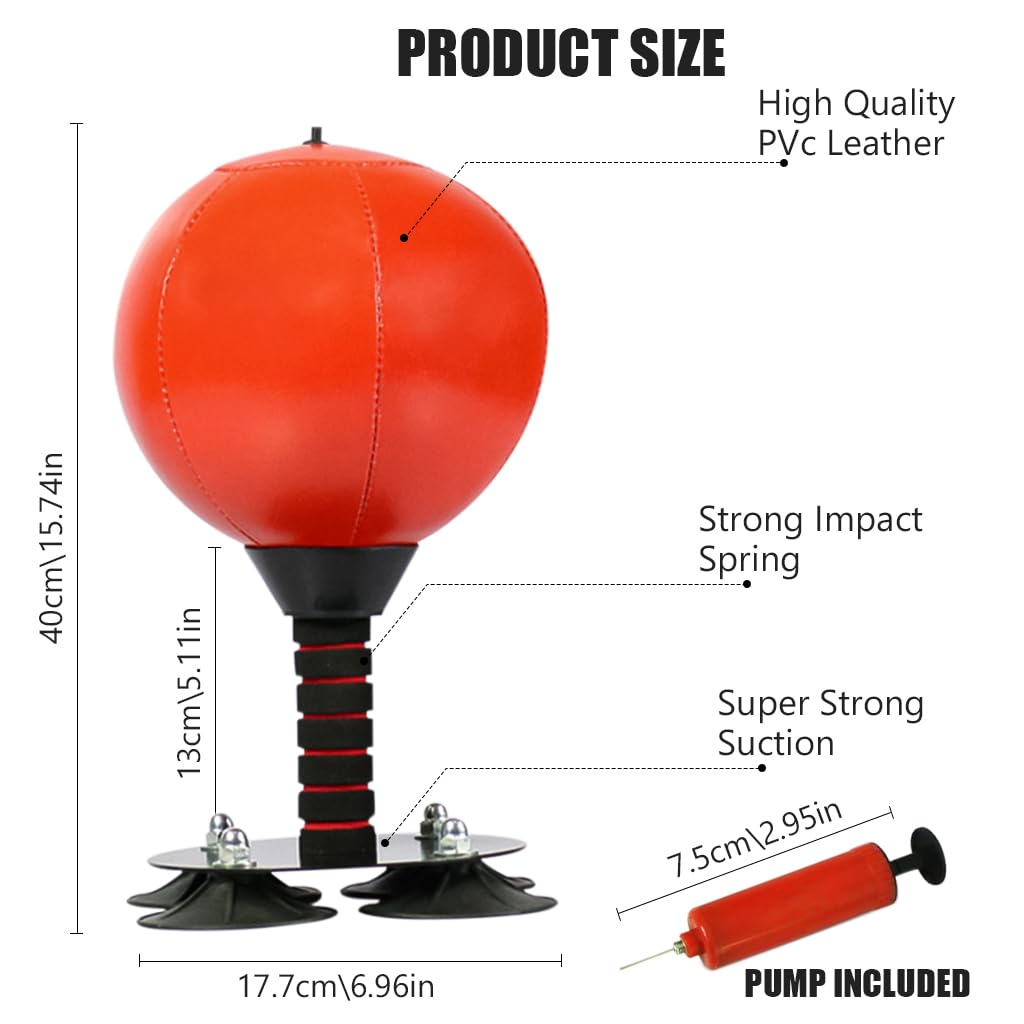 Proberos Desktop Punching Bag for Office Stress Relief with 154lbs Suction Cup Base | Alloy Spring Reflex Ball