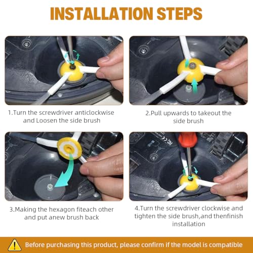 HASTHIP® Compatible with iRobot Roomba Replacement Side Brushes for 800 900 Series Universal 960 980 981 985 860 880 890 891 895 Models Pack of 4 2PCS