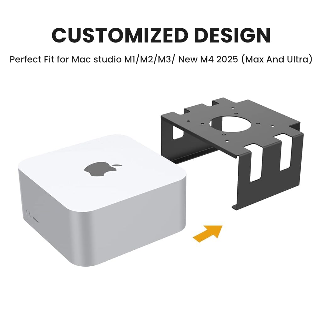 ZORBES Under Desk Mount Holder for Mac Studio with Metal Bracket and Open Ventilation | Space-Saving Design for M1, M2, M3 and M4 Models