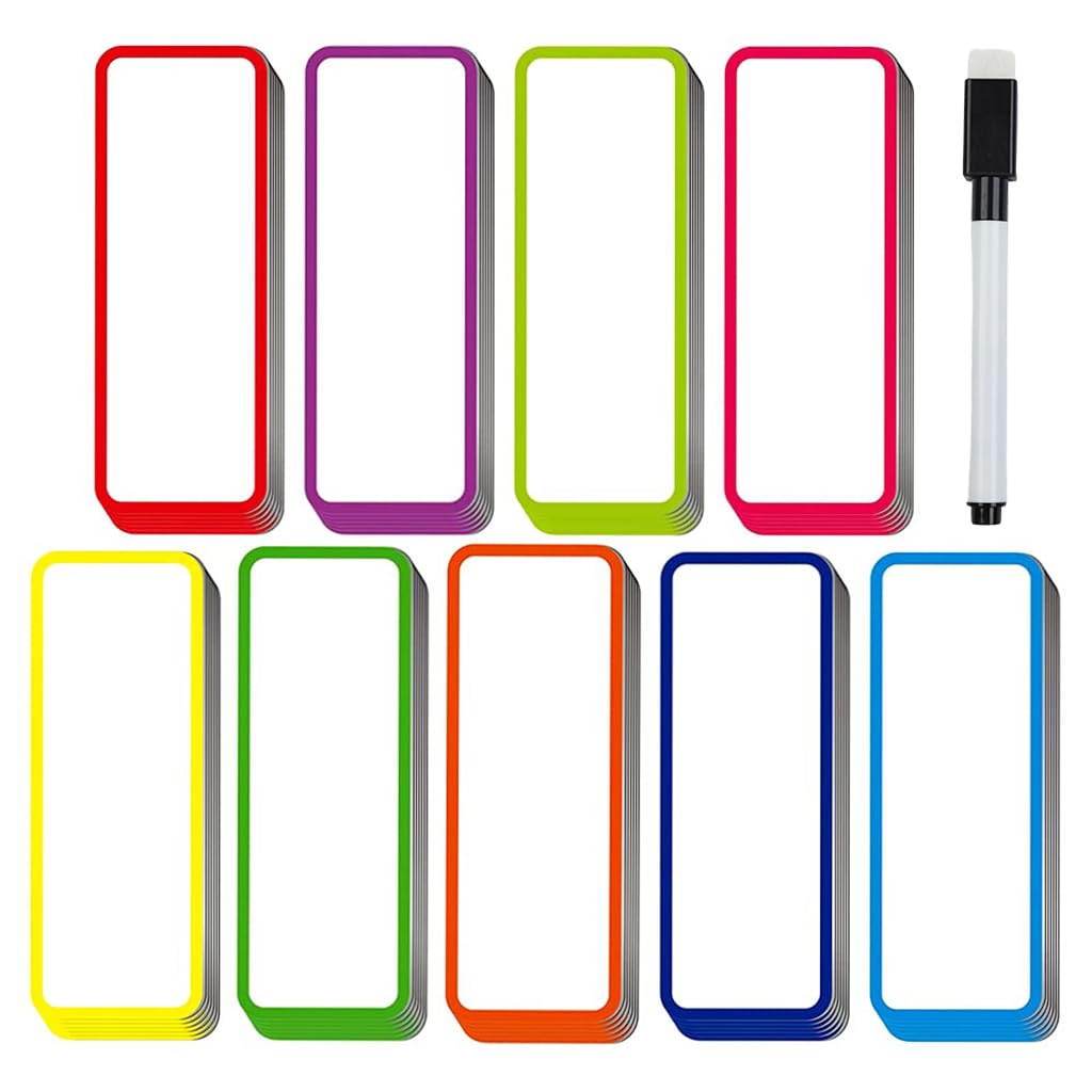 Climberty Name Tag Label Dry Erase Boards for Classroom and Office with Magnetic Backing 54 pcs 3.2 x 1.2 in Reusable Design