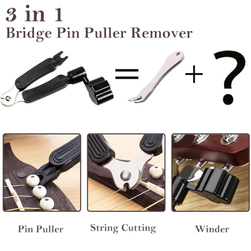 HASTHIP® 28PCS Guitar Repair Kit Includes 12 Bridge Pins, Bridge, String Winder, Saddle, String Cutter Remover Tool Acoustic Accessories Kit