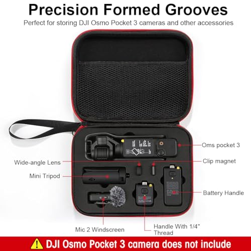 Verilux® Black Carrying Case for DJI Osmo Pocket 3 Camera Storage Bag with Hand Strap Travel Accessories Polyurethane 2PCS