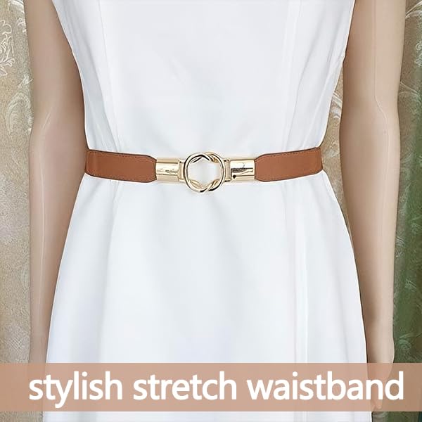 Zibuyu Womens Stretch Waist Belt for Dresses and Pants with Alloy Buckle Brown | Fashion Accessory
