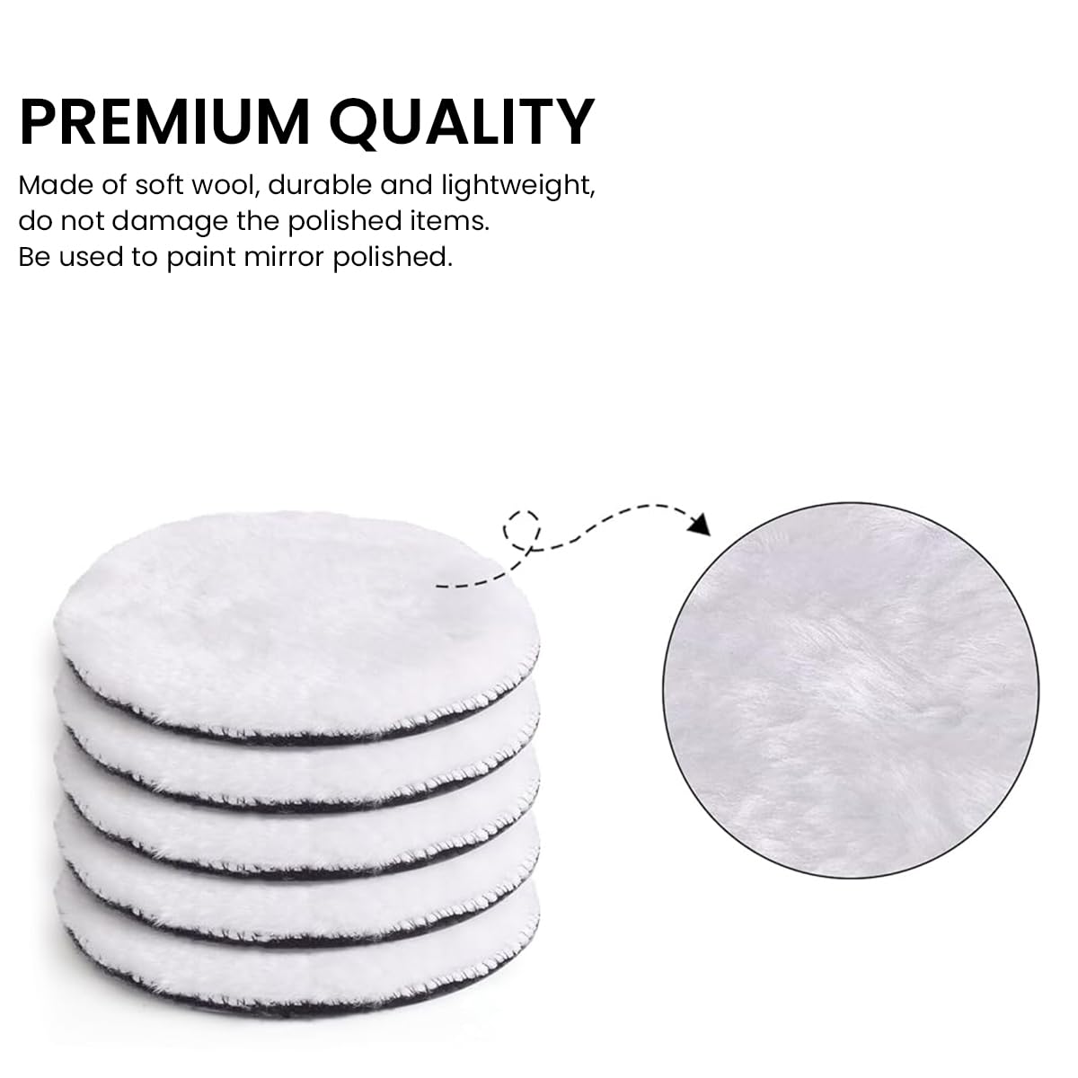 STHIRA® 7Pcs Wool Polishing Pads Waxing Buffing Pads 3 Inches Replacement Wool Polishing Pads Car Polishing Buffing Pads Universal Hook and Loop Wool Polishing Pads Buffing Pads for Waxing, Polishing