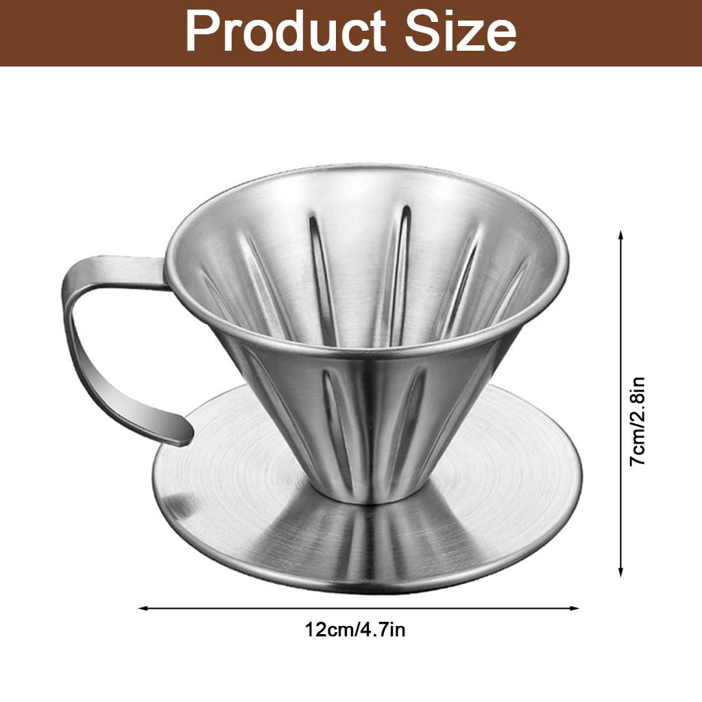 Supvox Stainless Steel Pour Over Coffee Filter for Mugs and Carafes | Reusable Eco-Friendly Dripper for Home Office and Travel