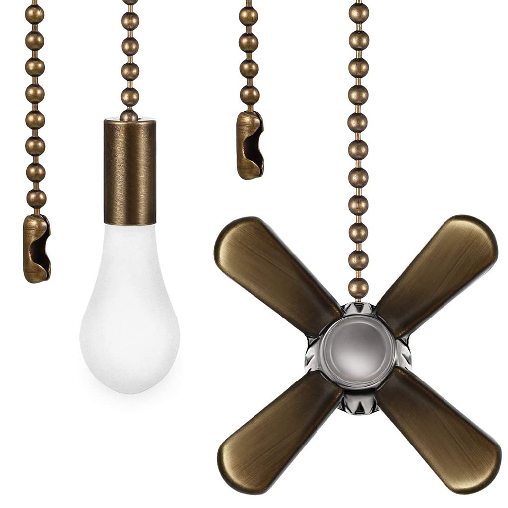 HASTHIP® Ceiling Fan Pull Chain Decorative with Ball Chain Connector Included Light & Fan Pulls, 13.7 Inches Fan Pulls Set with Connector, Ceiling Light Lamp Fan Chain, 2Pcs (Bronze)