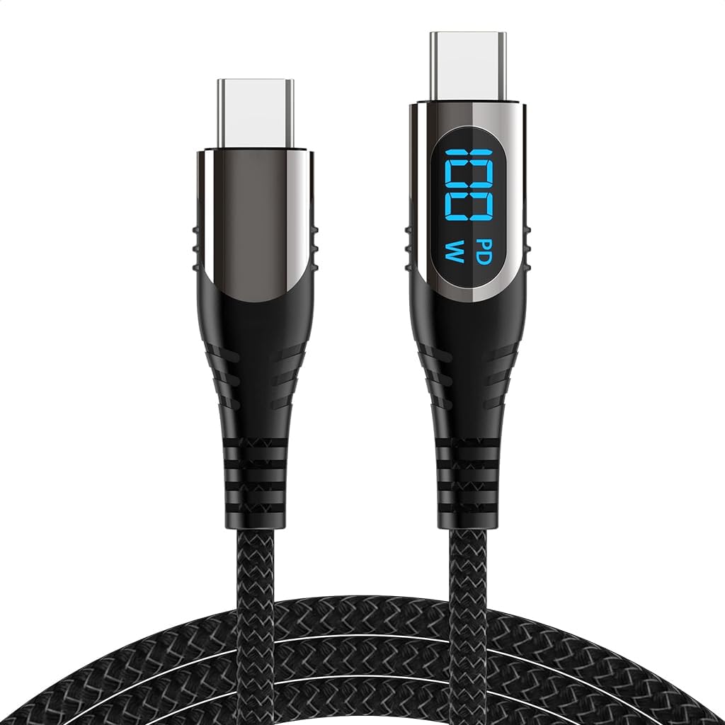 Verilux Type C to Type C Cable 3.3ft for Fast Charging with 100W PD and LED Power Display
