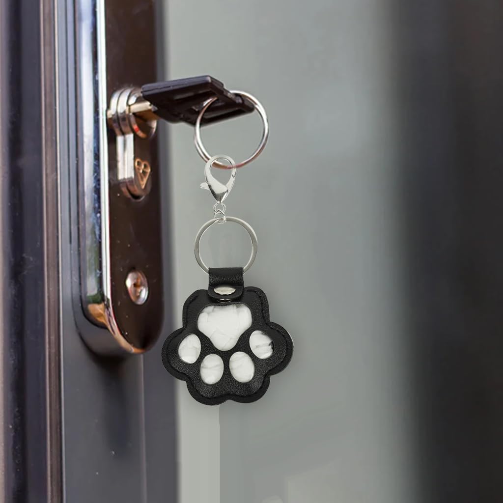 Qpets Pet Fur Storage Pocket Keychain with Clear Claw Window & Metal Clasp | Black PU Remembrance Gift