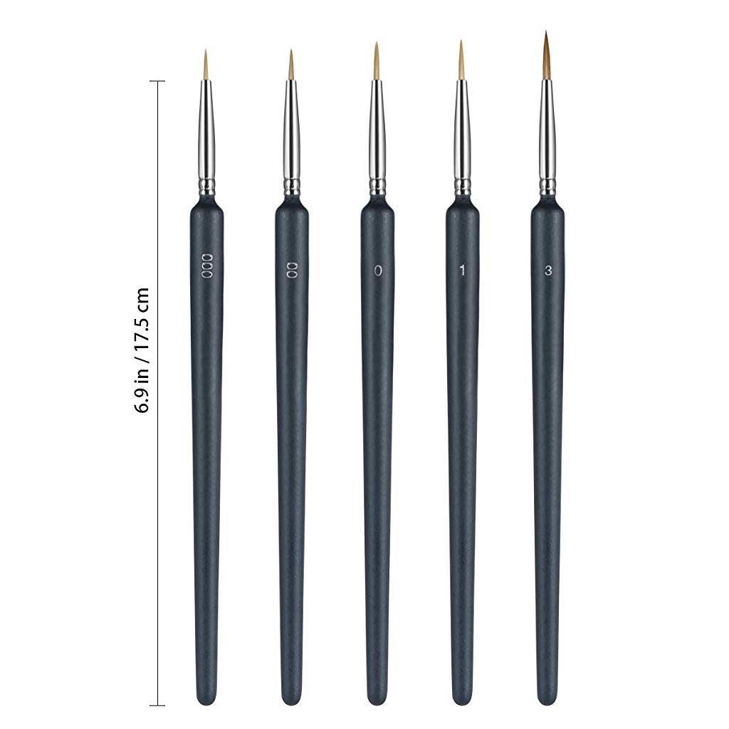 Supvox® Painting Brushes Set, Professional Wolf Fine Tip,Paint Brush Set with Nylon Hair Detail Detailing Painting Drawing (5 PC)