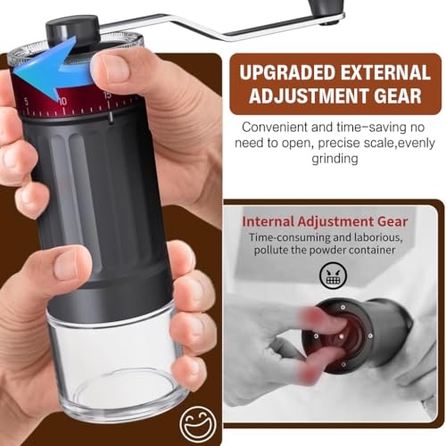 Supvox® Coffee Bean Grinder Manual Manual Burr Grinder Moka Pot Espresso Coffee Adjustable Coarse Design Conical Ceramic Burr for Espresso,Pour Over