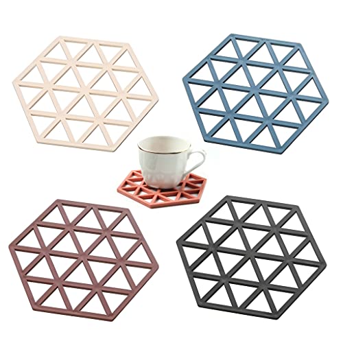 Supvox® Coasters for Cups Set of 4, Tea Coasters, TPR Creative Coaster Set, Wooden Table Coasters Marble Table Coasters, 5in for Tea Cup, Coffee Cup, Mugs