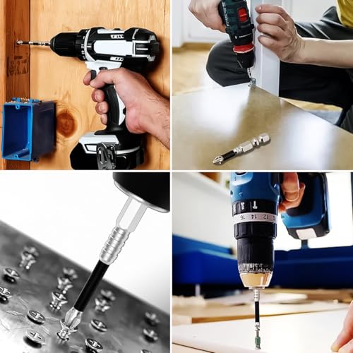 Serplex® 6Pcs Magnetic Screwdriver Bit Set Electric Drill Screwdrivers Bits Heavy Duty Alloy Steel Magnetic PH2 Head Universal 1/4 Hex Shank Screwdriver Bit for Electric Power Tools Power Drill 18 PCS