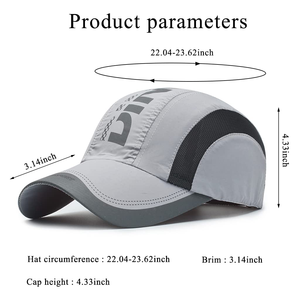 ZIBUYU  Baseball Caps for Men Women Sports Cap Outdoor Cotton Breathable Classic Baseball Cap Sport Hat for Fishing Outside Hiking Adjustable Buckle Closure (Grey)