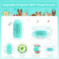 Qpets® Dog Toothbrush, Dog Finger Toothbrush with Storage Case, Pet Teeth Cleaning Set Soft Silicone Finger Toothbrush Protecting Cat Dog Dental Health Pets Oral Care Supplies, Green