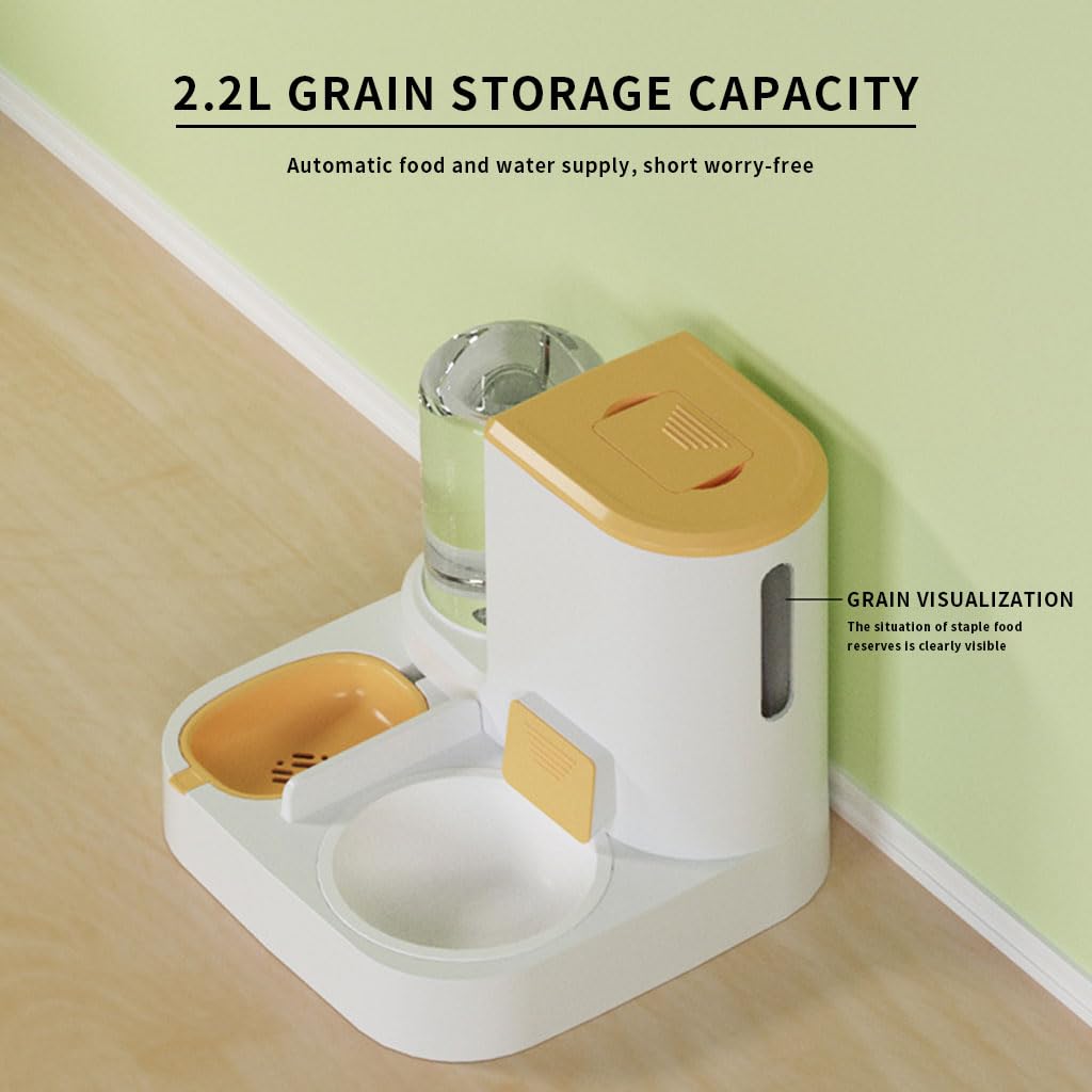 Qpets Automatic Food Feeder for Pets with Gravity Design and 2.2L Food 1L Water Capacity