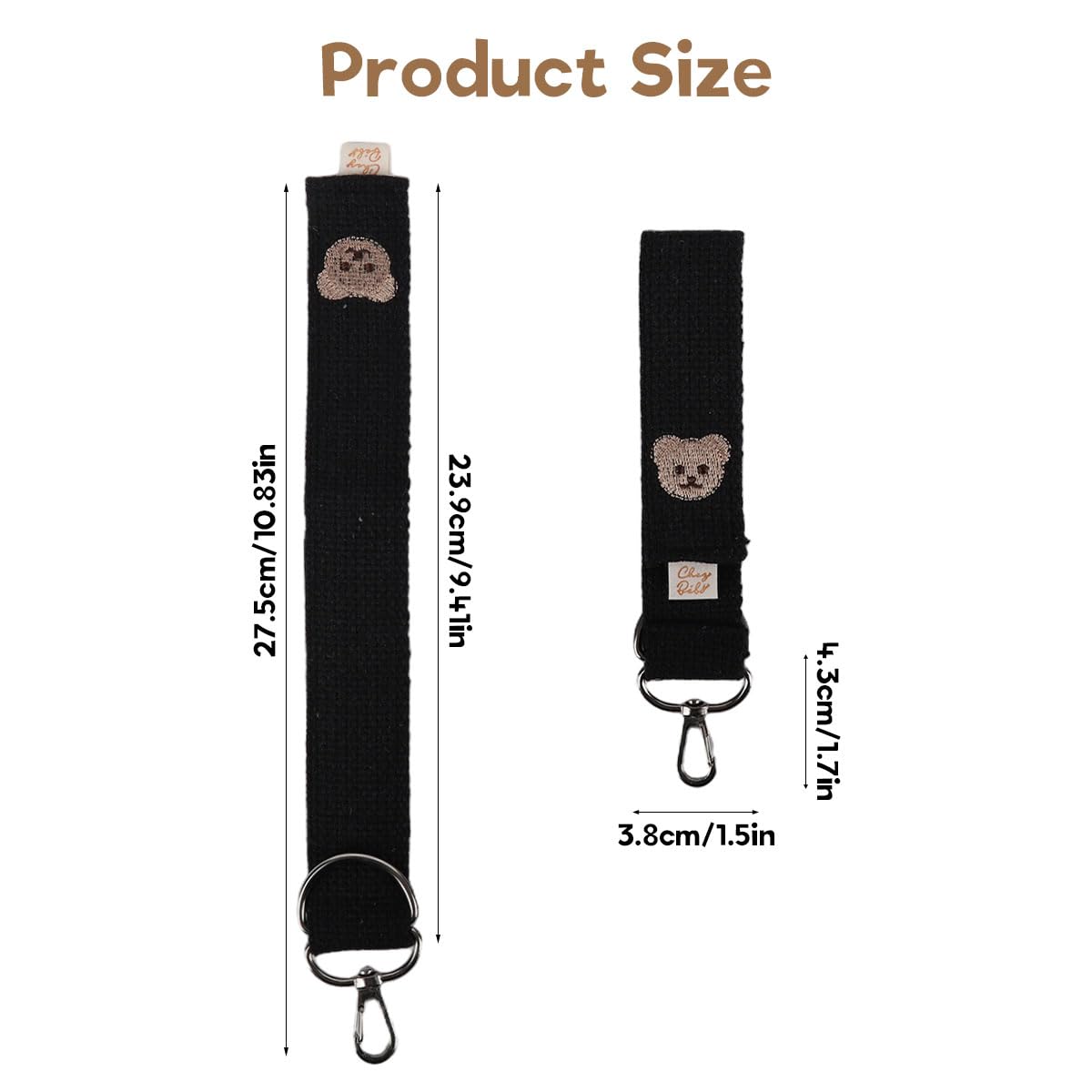 SNOWIE SOFT stroller hooks for hanging bags featuring metal carabiner and cotton straps | adjustable bear design 2 pack