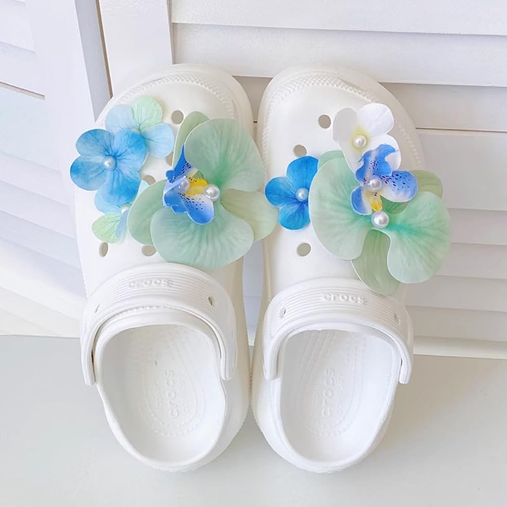 HASTHIP Flower Shoe Charms Set for Clog Shoes with Easy Snap-On Design 8Pcs Pink and White | Aesthetic Floral Decor for Women and Kids