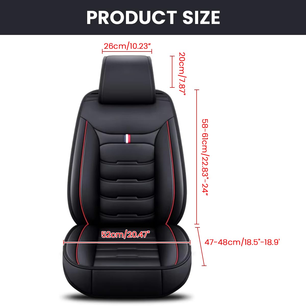 STHIRA Car Seat Cover for Driver or Passenger with Backside Storage Pouches | PU Leather Universal Fit