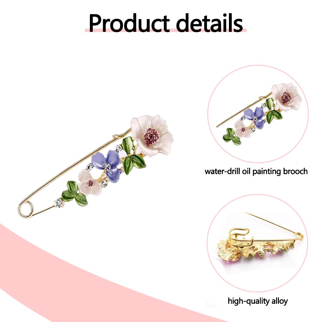 Zibuyu Colorful Flower Brooch Pin for Women with Crystal Alloy Design | Rust-Resistant Gift